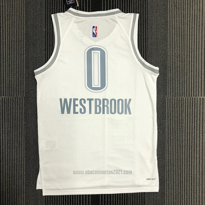 Camiseta Oklahoma City Thunder Russell Westbrook #0 Ciudad 2021-22 Blanco